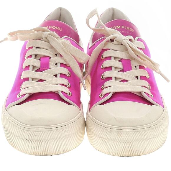 TOM FORD City satin cap toe metallic low top lace up hot pink sneakers Size 38 8 - Picture 4 of 14